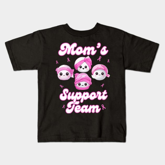 Mom’s Support Team Breast Cancer Awareness Women Survivors Kids T-Shirt by AimArtStudio